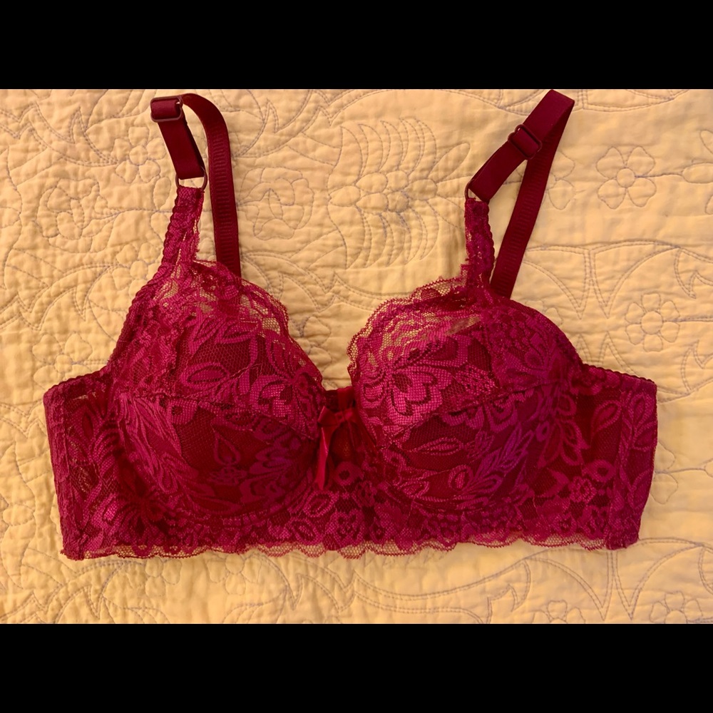 Red maroon lace bra new
